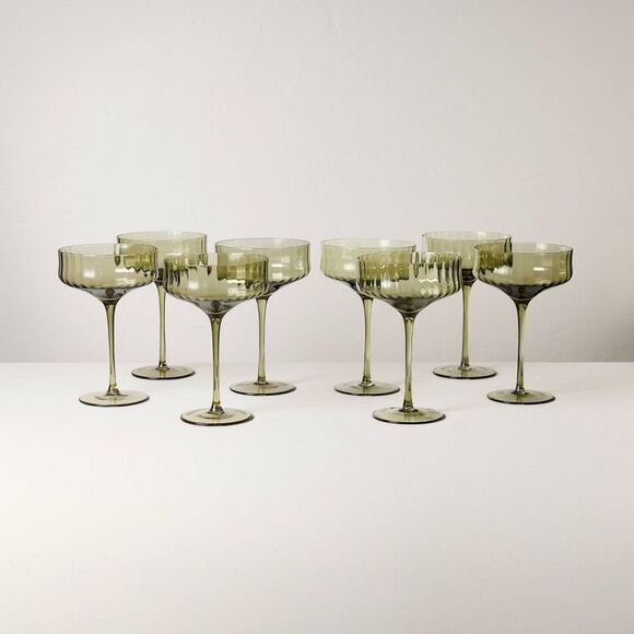 Hearth & Hand with Magnolia Other - Open Box - Set of 8 12oz Coupe Glasses Green - Hearth & Hand  Green
